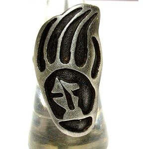 Old Pawn Hopi Bear Paw Ring Sz. 5.5 Sterling Silver Native American Pinky Ring
